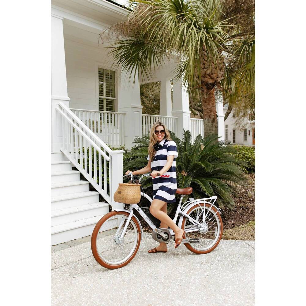 NEW SAIL TO SABLE button front shirt dress in navy & white - Picture 4 of 5
